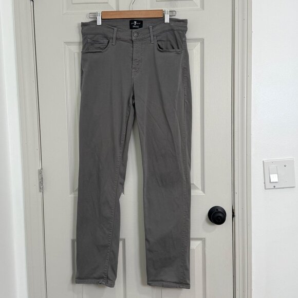 7 For All Mankind Luxe Sport Jeans Slimmy Mens 32 Gray Stretch Slim Straight Leg - Picture 1 of 12